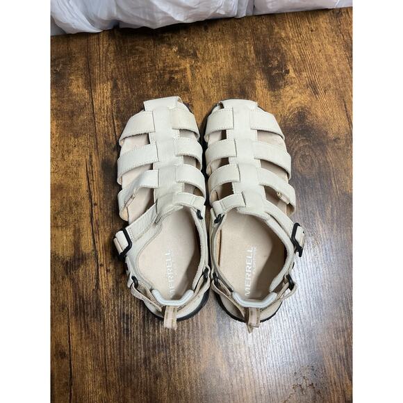 Merrell Fleur Fisherman Sandal Beige Size 8 Woman's Sandals Leather Gorpcore - Picture 5 of 16